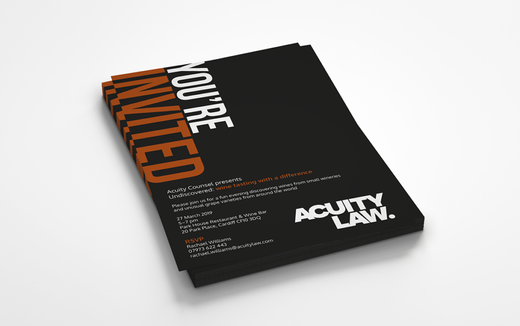 The Acuity Law Logo on a Leaflet